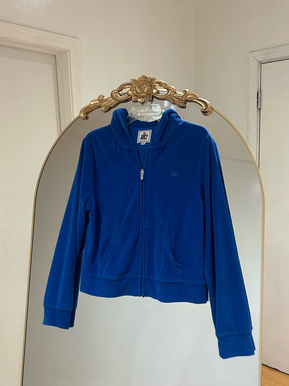 Juicy Couture Royal Blue Terry Cloth Zip Up Hoodie Jacket, Size XL